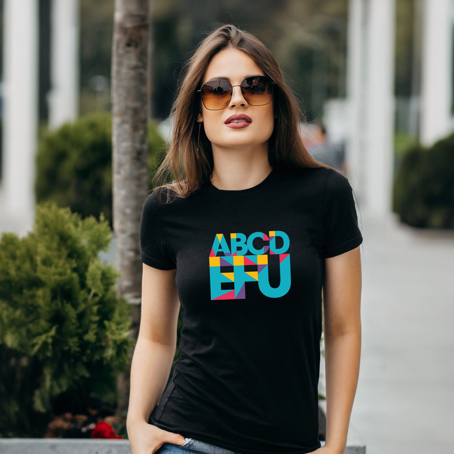 ABCDEFU | CARBON-COPY | Premium Smart-Fit |Black T-Shirt