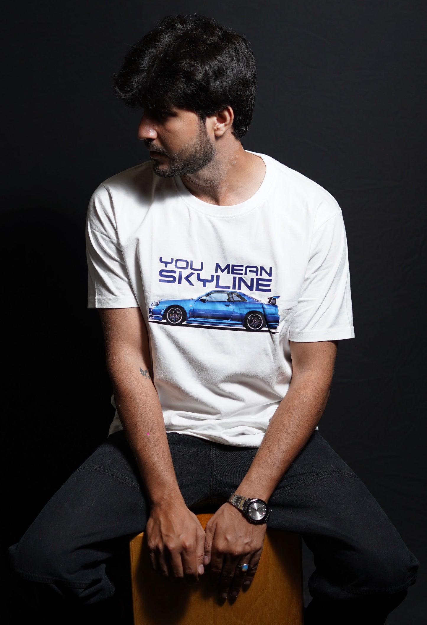 Nissan Skyline R-34 GT Bayside  | JDM | YOU MEAN SKYLINE | CARBON COPY | Premium Unisex T-Shirt | Automotive