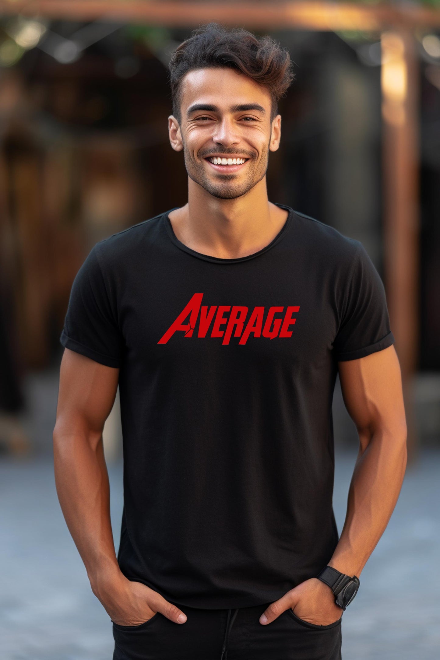 Average | CARBON-COPY | Premium Smart-Fit | Unisex T-Shirt| Black T-Shirt
