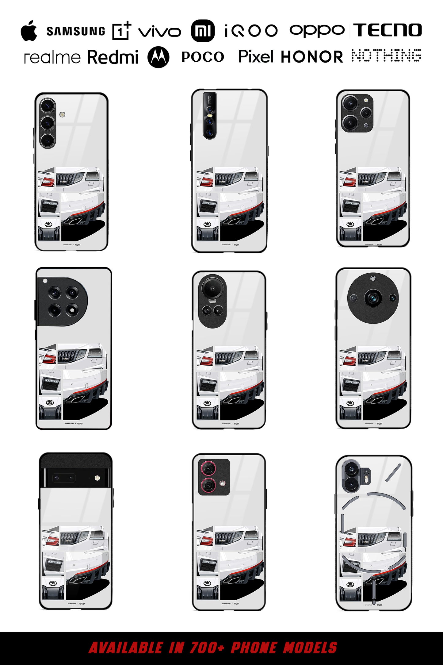 Skoda Octavia VRS Candy White Premium Phone Glass Case