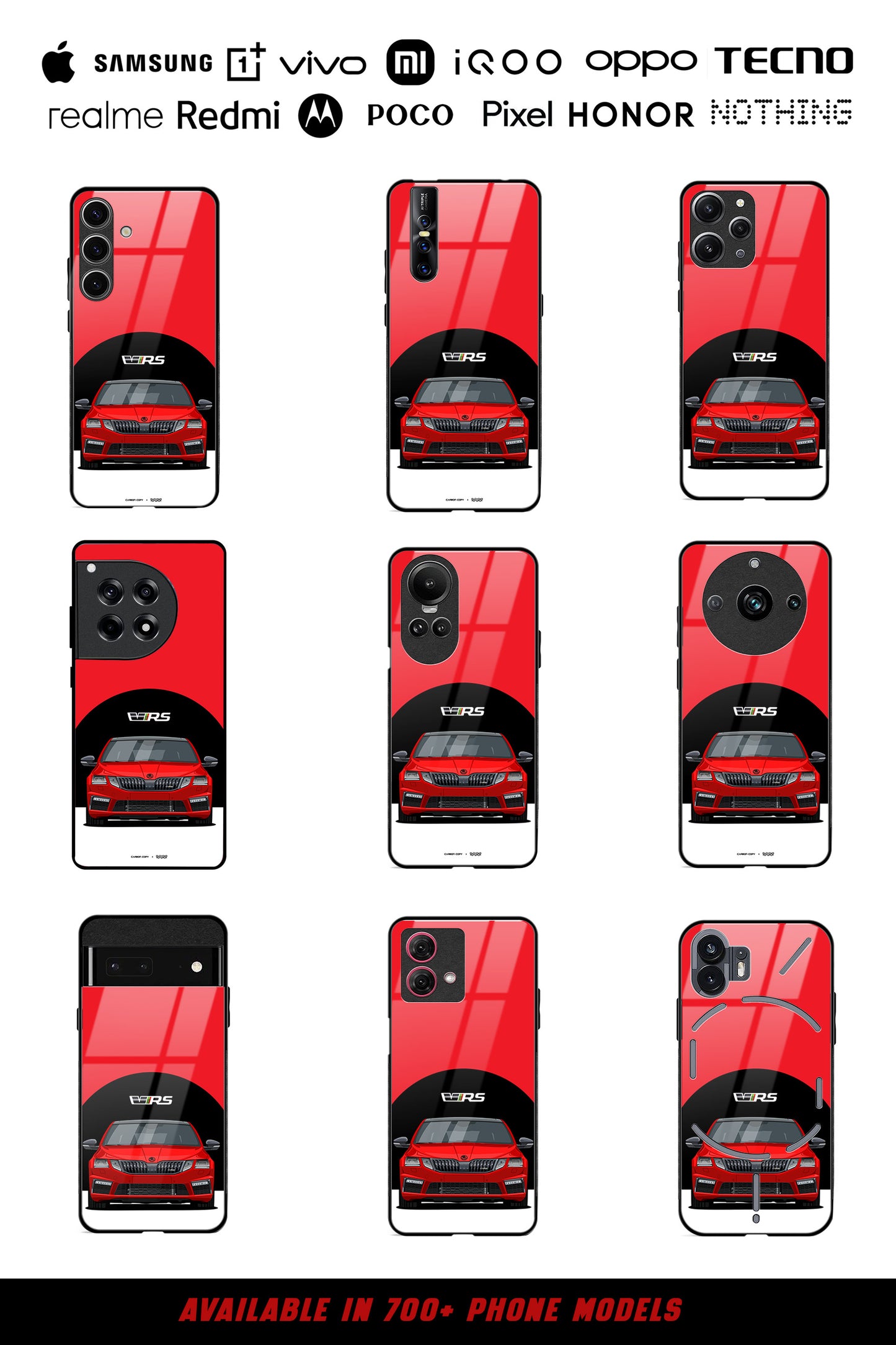 Skoda Octavia VRS Corrida Red Premium Phone Glass Case