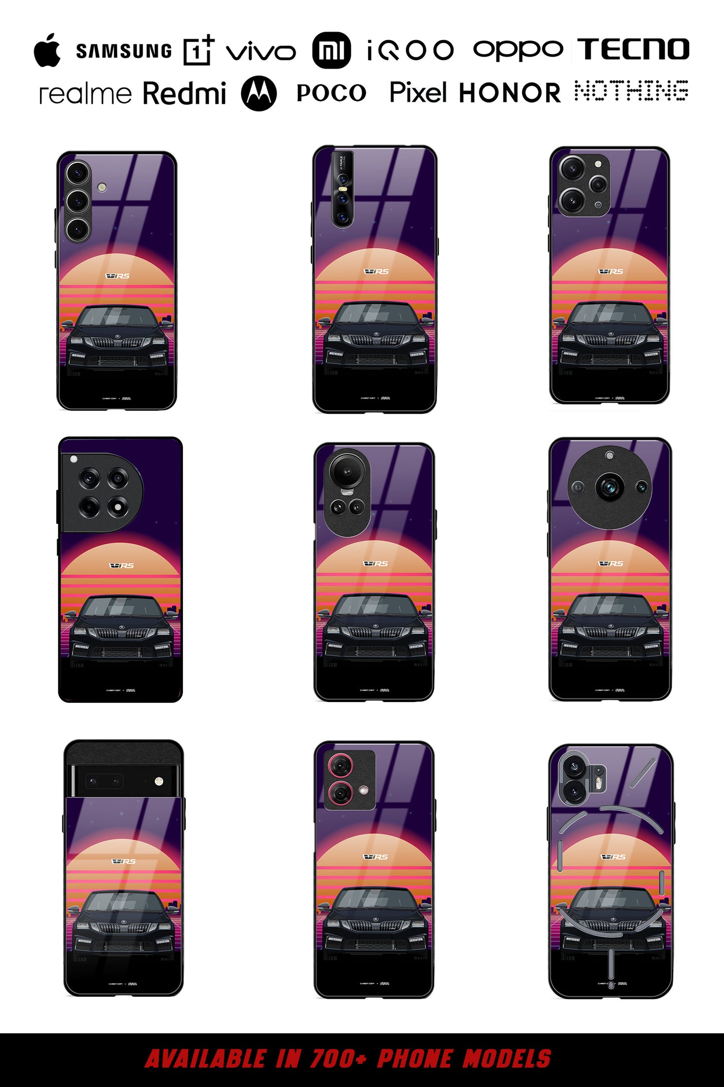 Skoda Octavia VRS Magic Black Premium Phone Glass Case