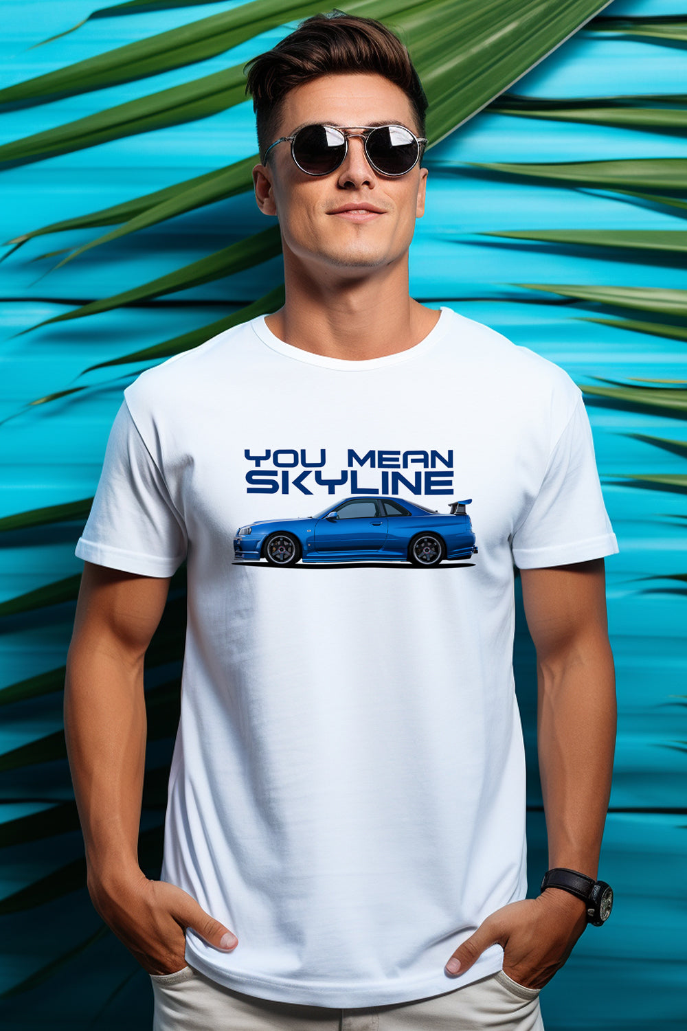 Nissan Skyline GTR-34 Bayside | CARBON-COPY | Premium Smart-Fit | Unisex T-Shirt | White T Shirt