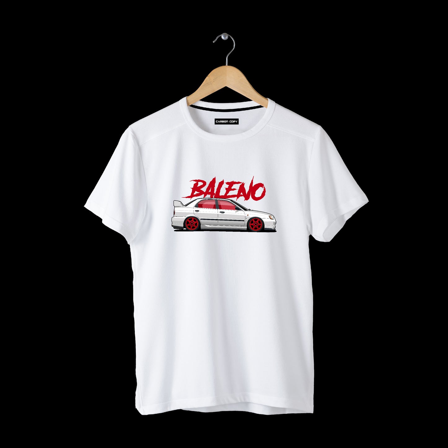 Maruti Suzuki Baleno | CARBON-COPY | Premium Smart-Fit | Unisex T-Shirt | White T Shirt