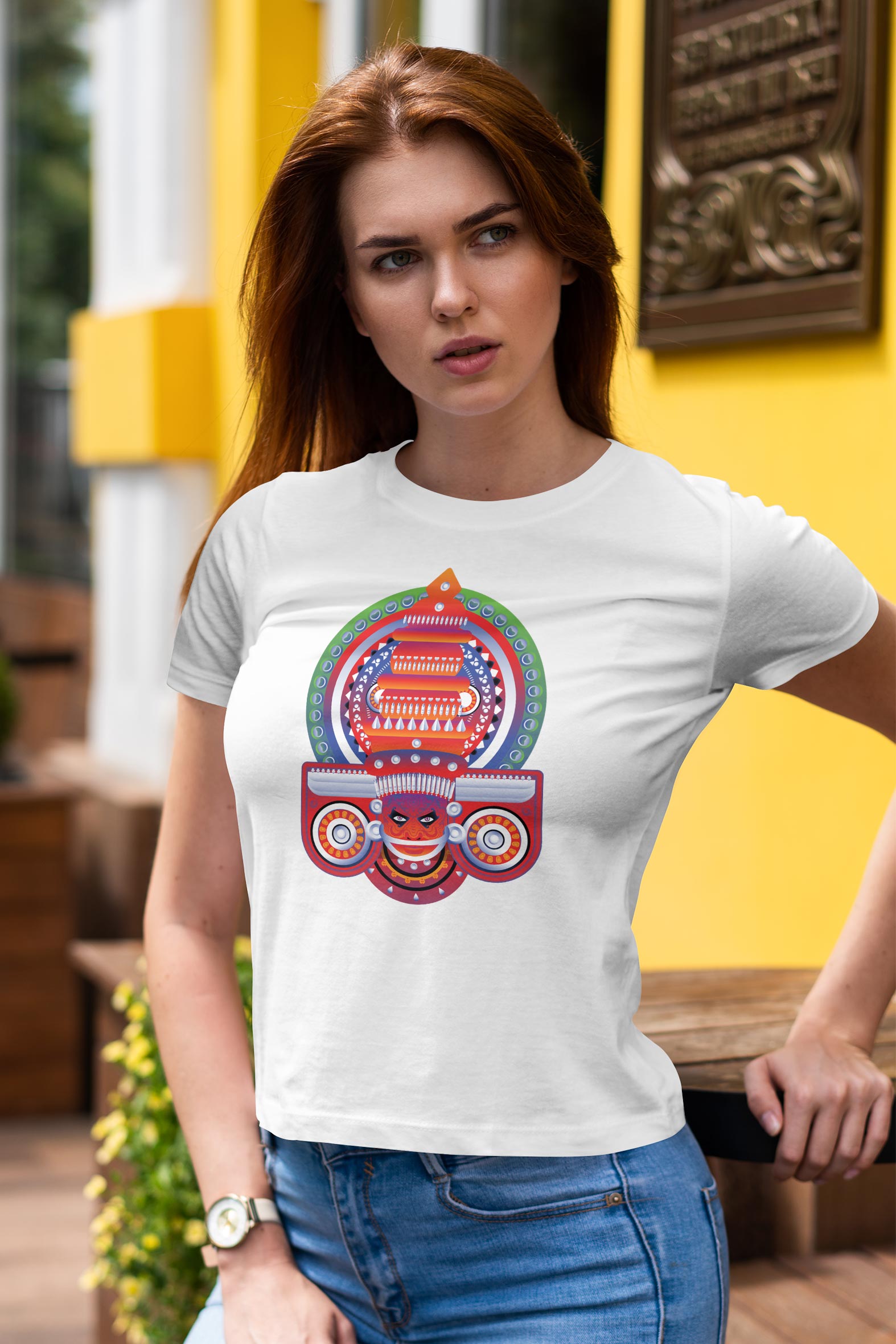 Muthappan Theyyam | CARBON-COPY | Premium Smart-Fit | Unisex T-Shirt| White | T-Shirt