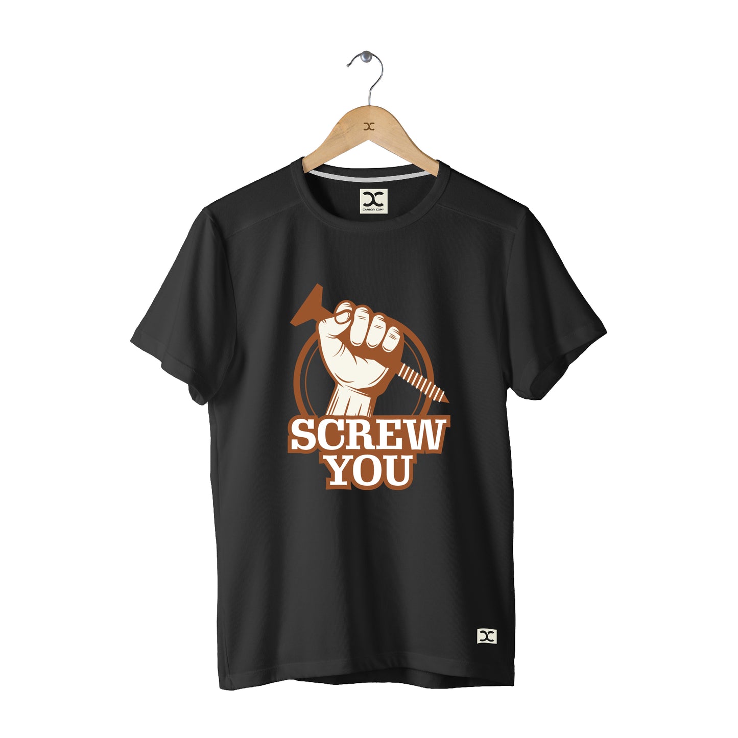 Screw You | CARBON-COPY | Premium Smart-Fit | Unisex T-Shirt| Black T-Shirt