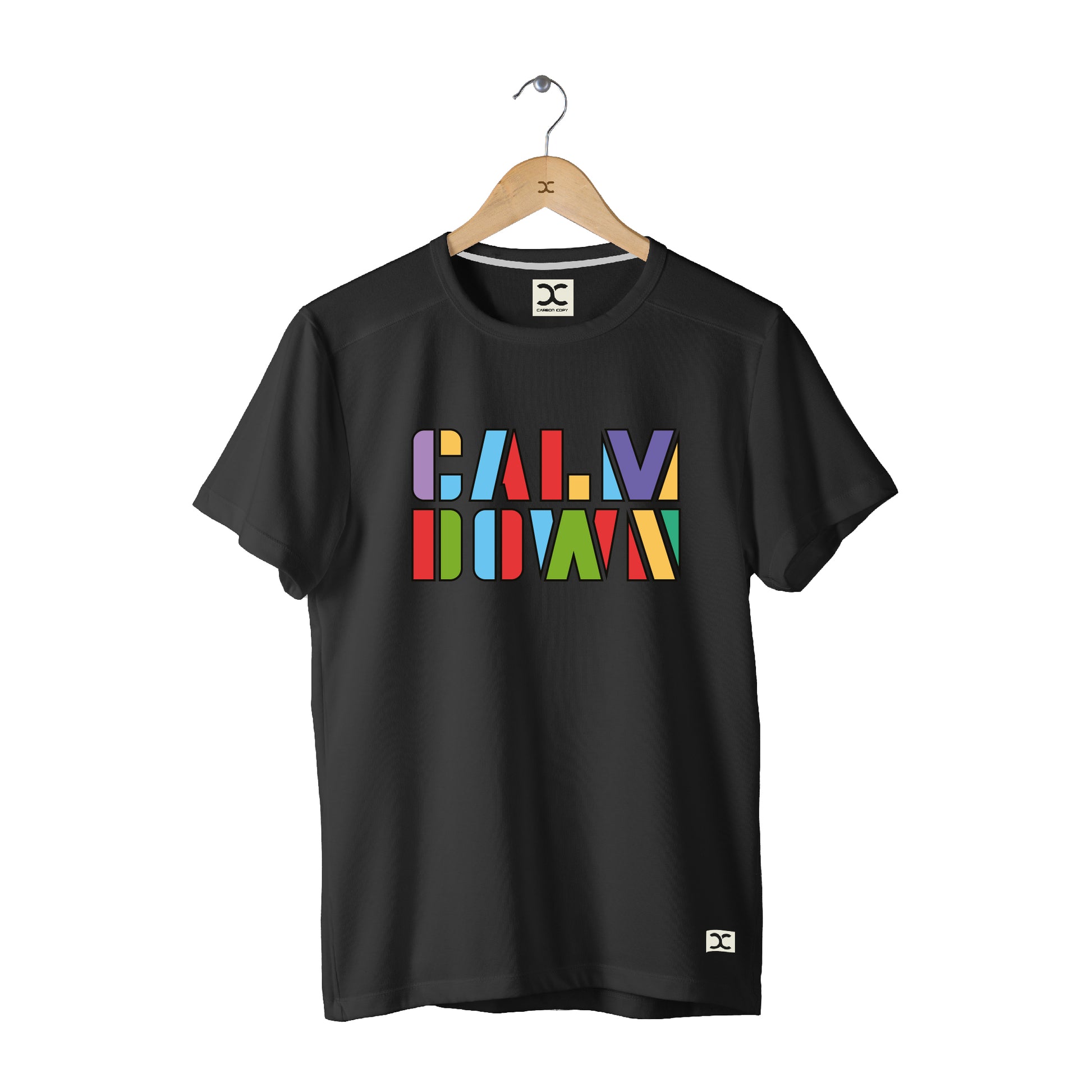Calm Down | CARBON-COPY | Premium Smart-Fit | Unisex T-Shirt| Black T-Shirt