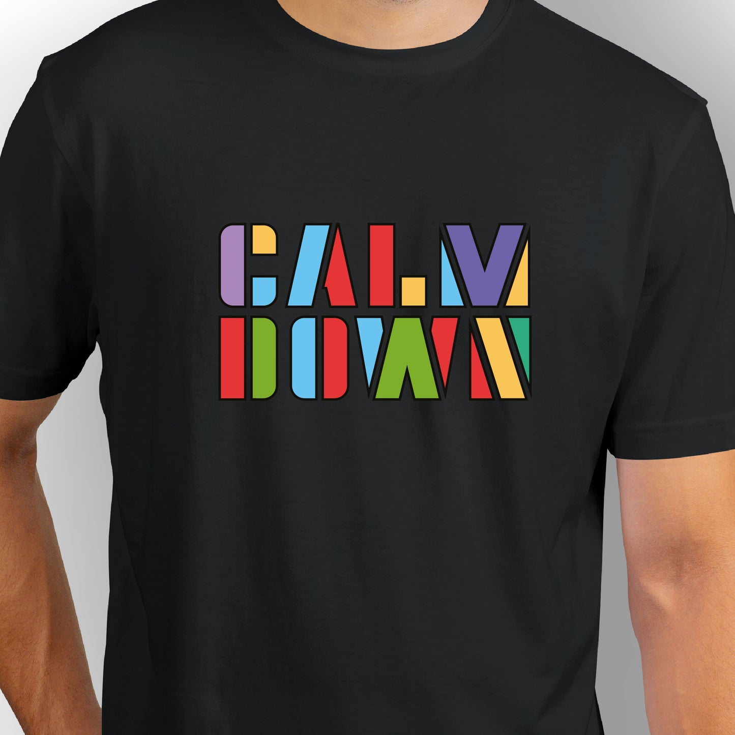 Calm Down | CARBON-COPY | Premium Smart-Fit | Unisex T-Shirt| Black T-Shirt