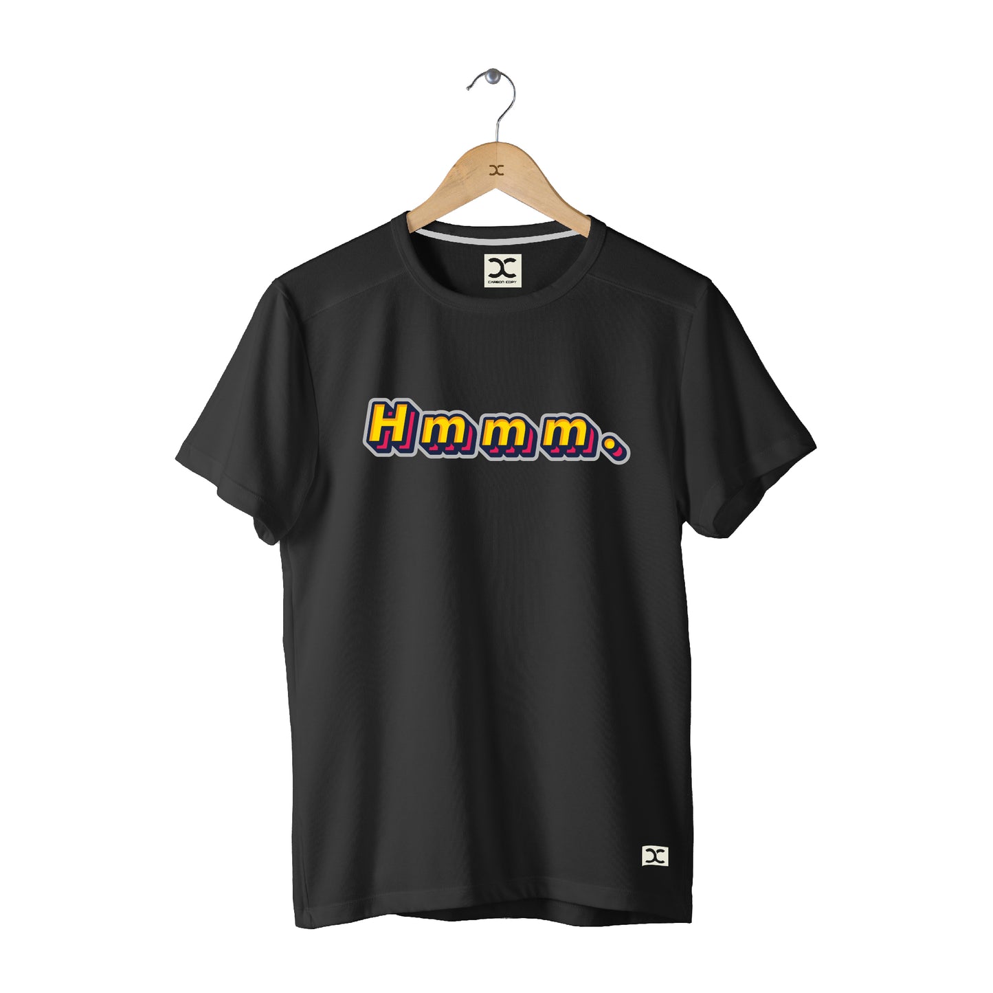 Hmmm | CARBON-COPY | Premium Smart-Fit | Unisex T-Shirt| Black T-Shirt