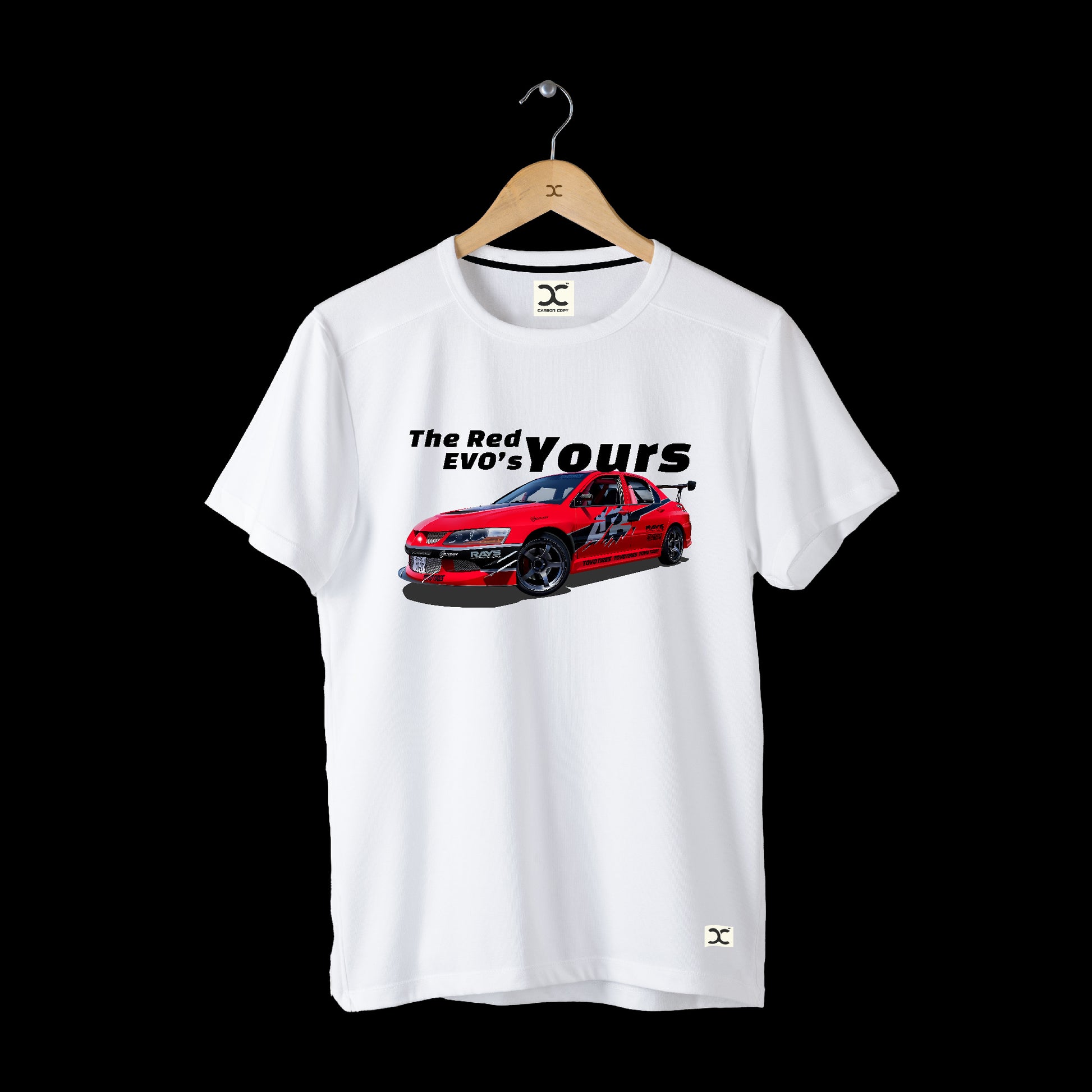 Mitsubishi Lancer Evo | CARBON-COPY | Premium Smart-Fit | Unisex T-Shirt| White T-Shirt