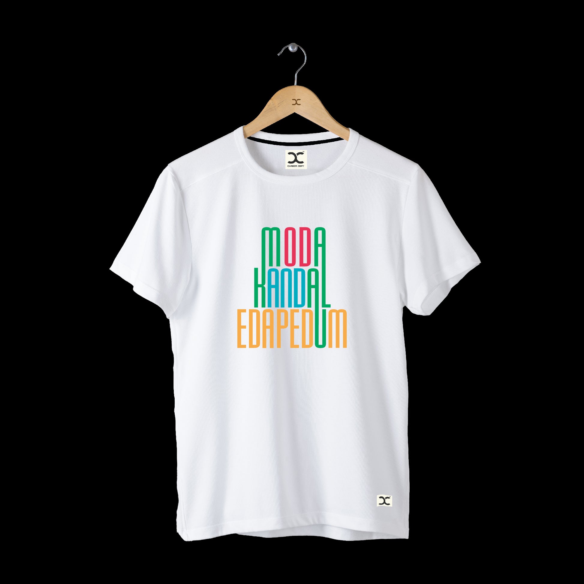 Moda Kandal Edapedum | CARBON-COPY | Premium Smart-Fit | Unisex T-Shirt| White T-Shirt