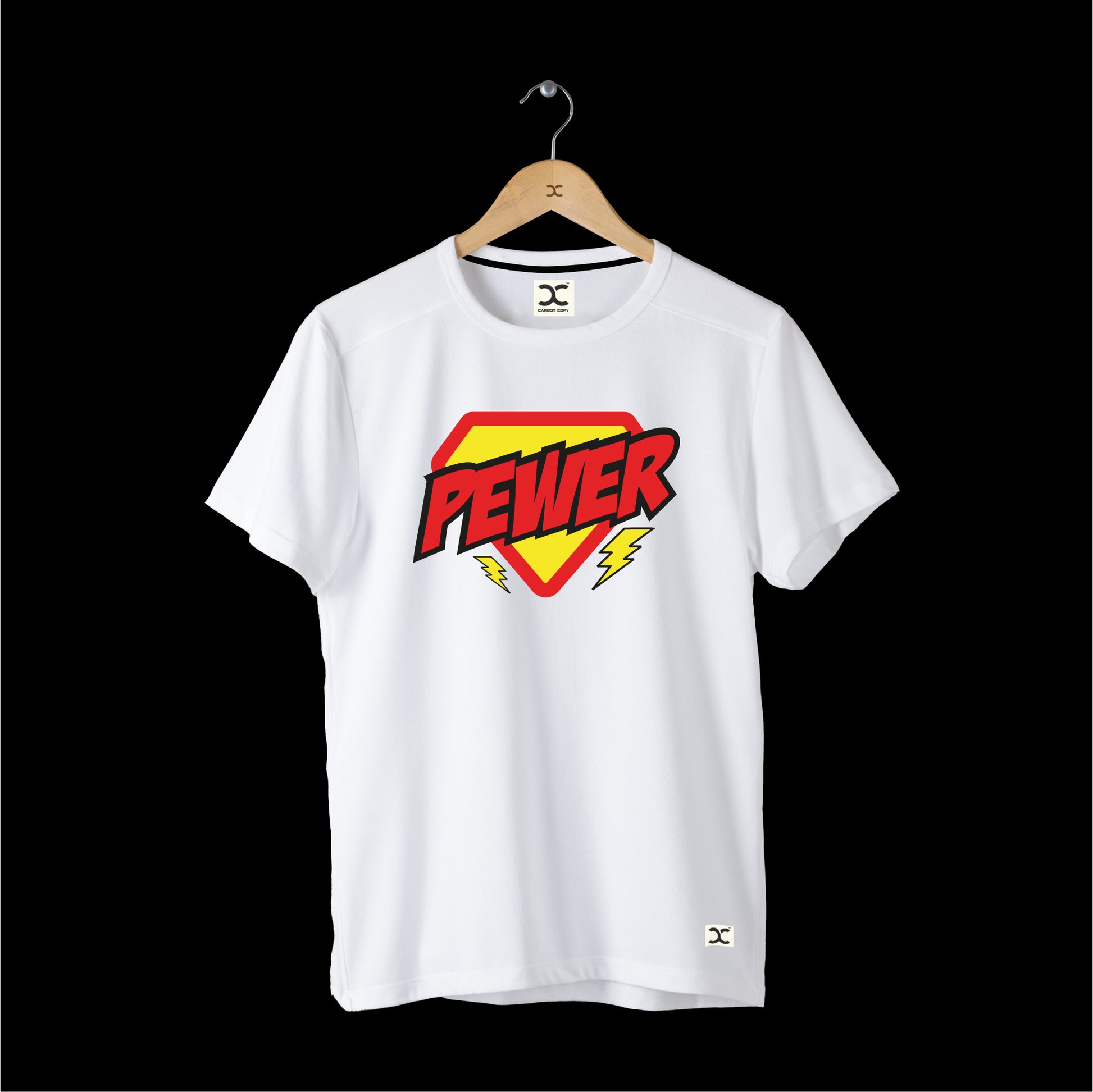 Pewer | CARBON-COPY | Premium Smart-Fit | Unisex T-Shirt| White | T-Shirt