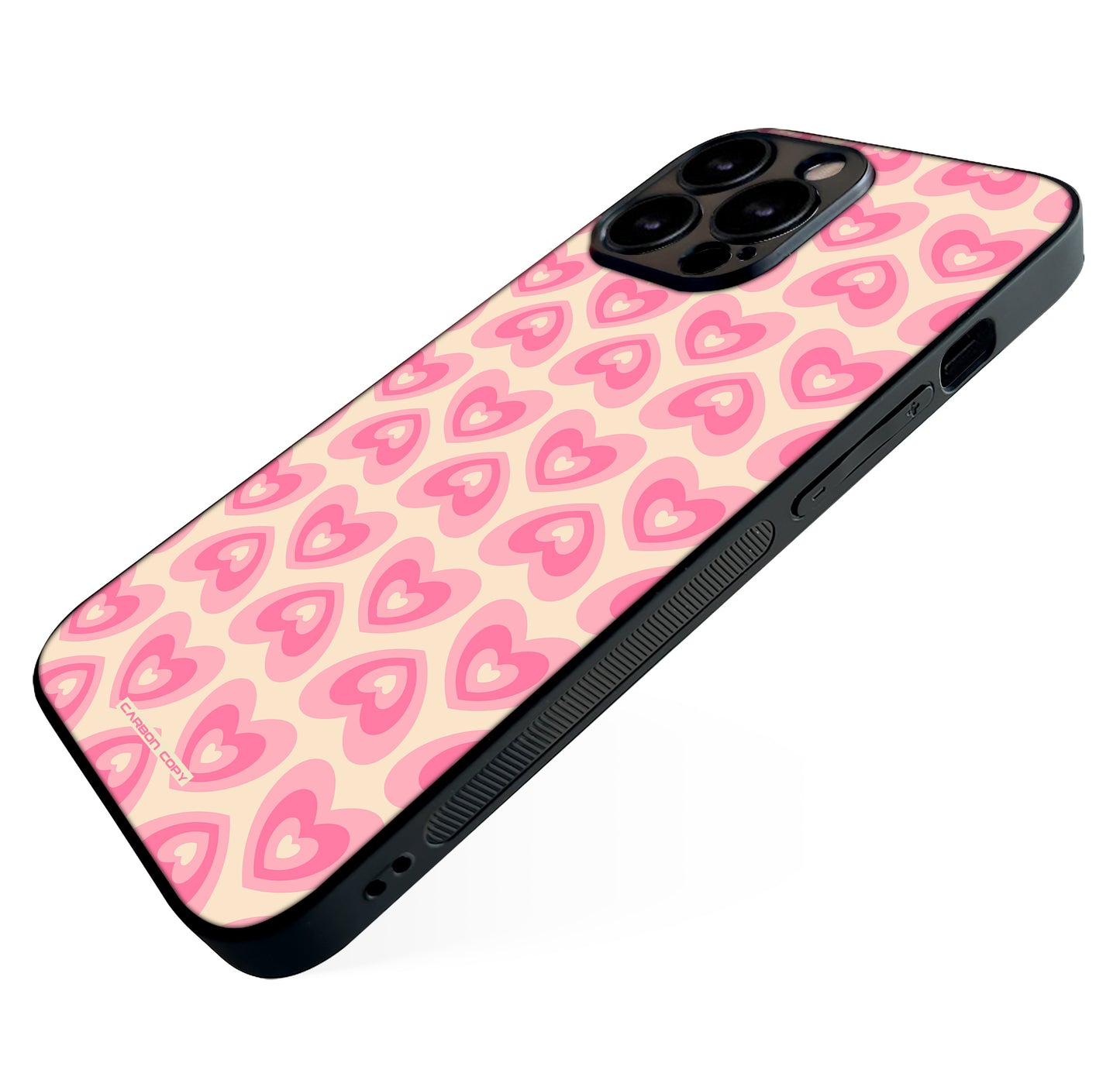 Blushing Hearts Pattern Phone Glass Case