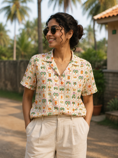 Cotton Linen Unisex Printed Shirts Men & Women