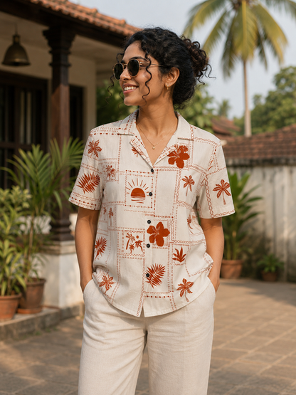 Cotton Linen Unisex Printed Shirts Men & Women
