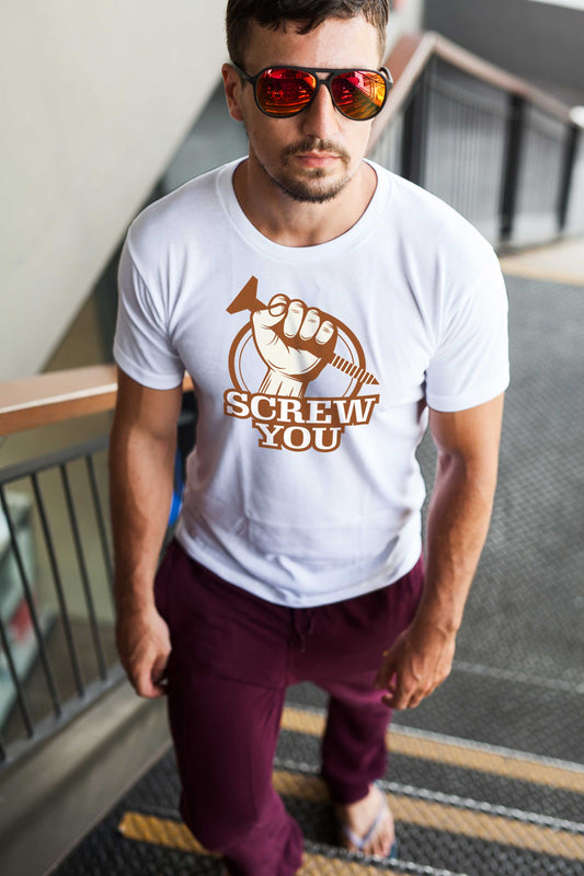 Screw You | CARBON-COPY | Premium Smart-Fit | Unisex T-Shirt | White T-Shirt