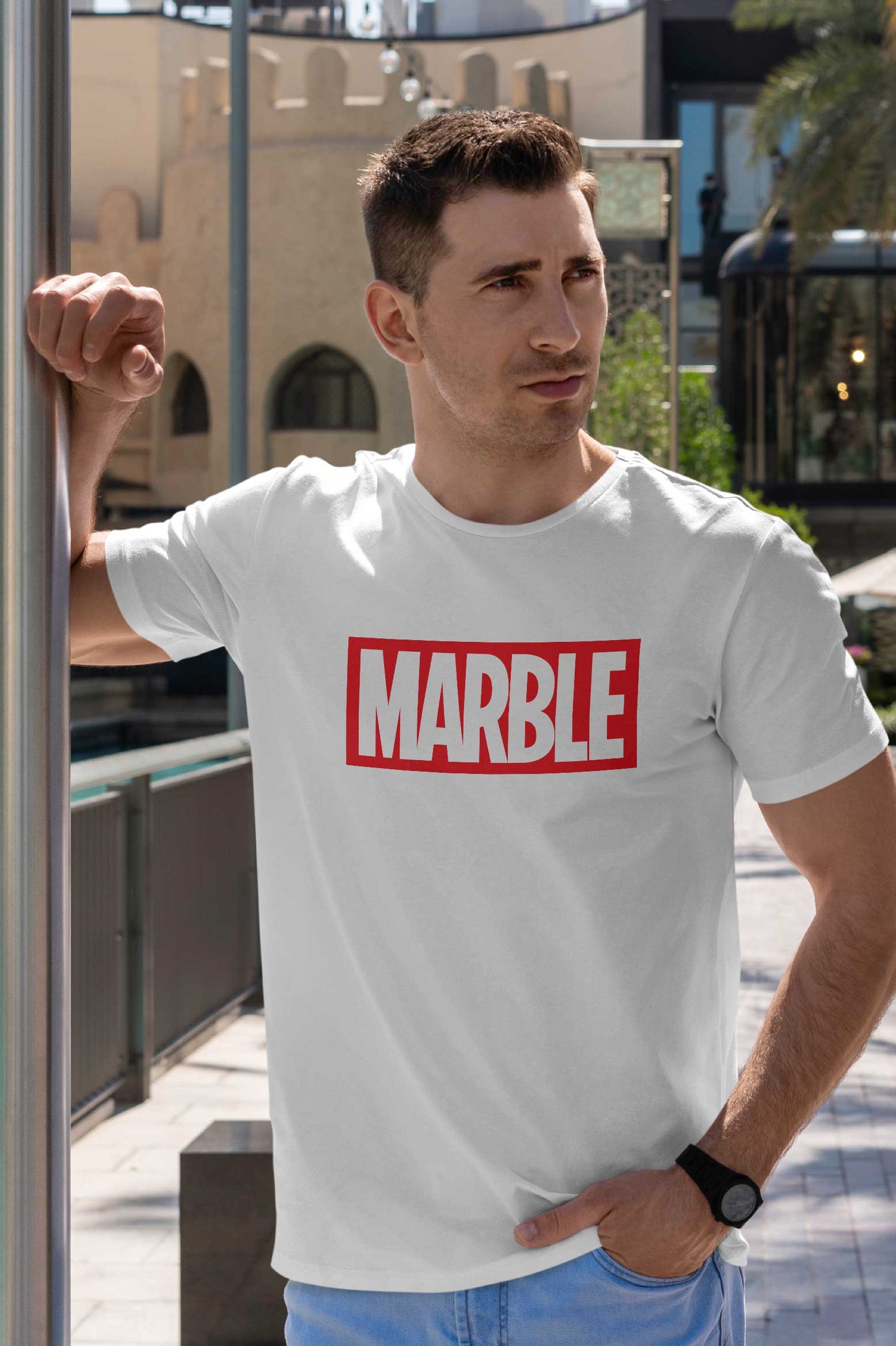 MARBLE| CARBON-COPY | Premium Smart-Fit | Unisex T-Shirt| White T-Shirt