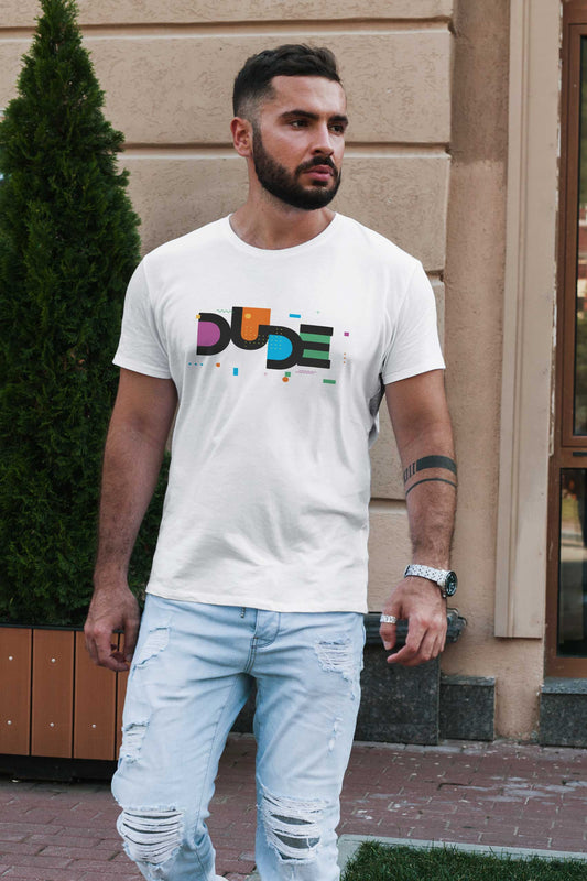 Dude | CARBON-COPY | Premium Smart-Fit | Unisex T-Shirt| White T-Shirt