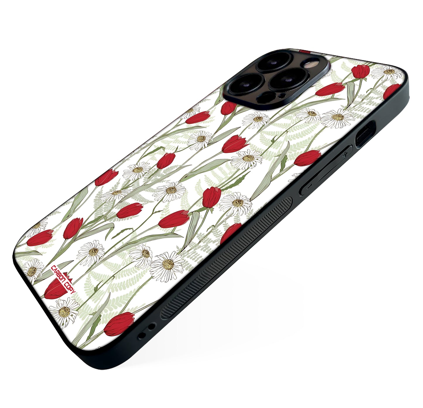 Red & White Bliss Flower Phone Glass Case