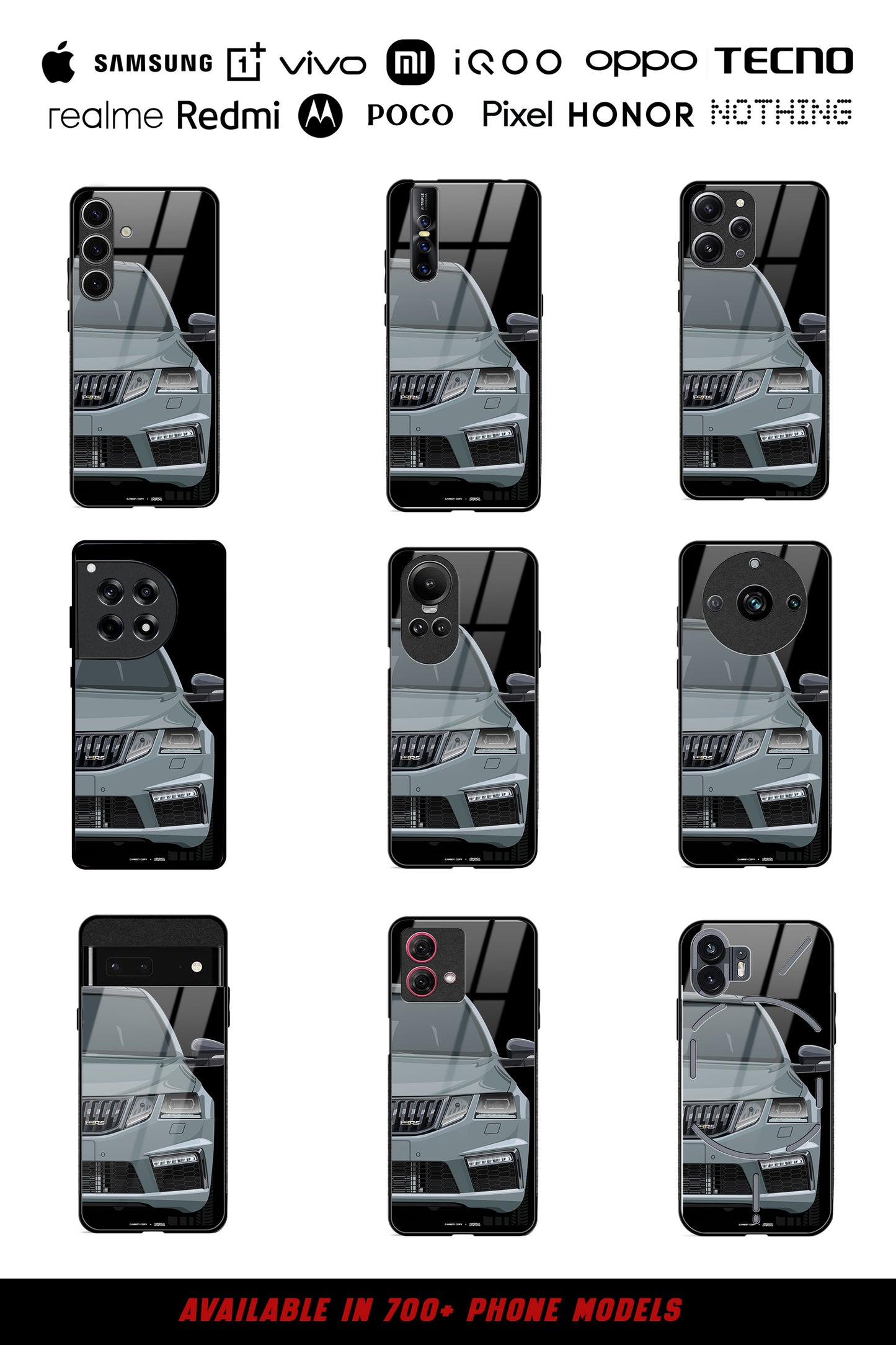 Skoda Octavia VRS Graphite Grey Premium Phone Glass Case