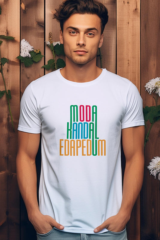 Moda Kandal Edapedum | CARBON-COPY | Premium Smart-Fit | Unisex T-Shirt| White T-Shirt