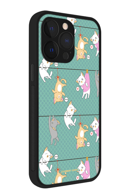 Cat Pattern Premium Phone Glass Case