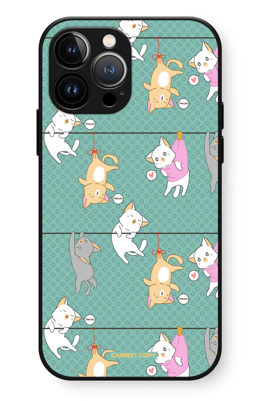 Cat Pattern Premium Phone Glass Case