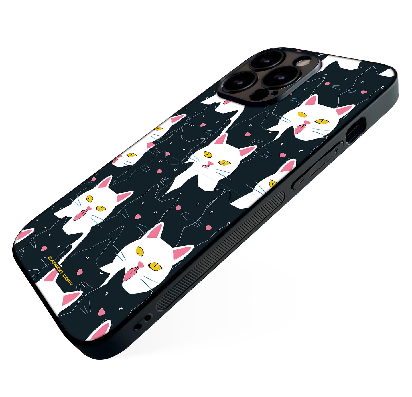 Cat Black & White Pattern Premium Phone Glass Case