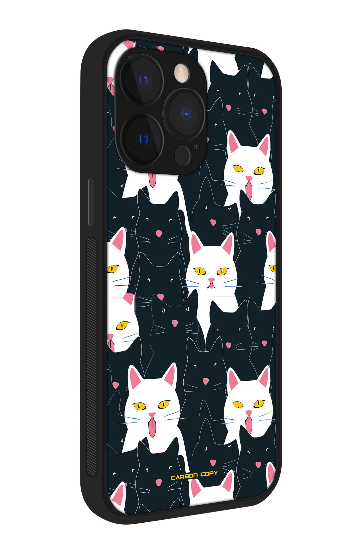 Cat Black & White Pattern Premium Phone Glass Case