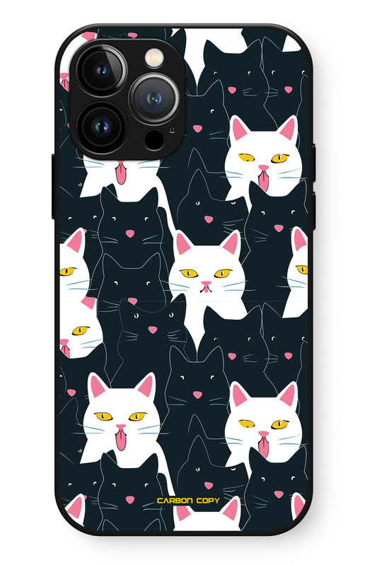 Cat Black & White Pattern Premium Phone Glass Case