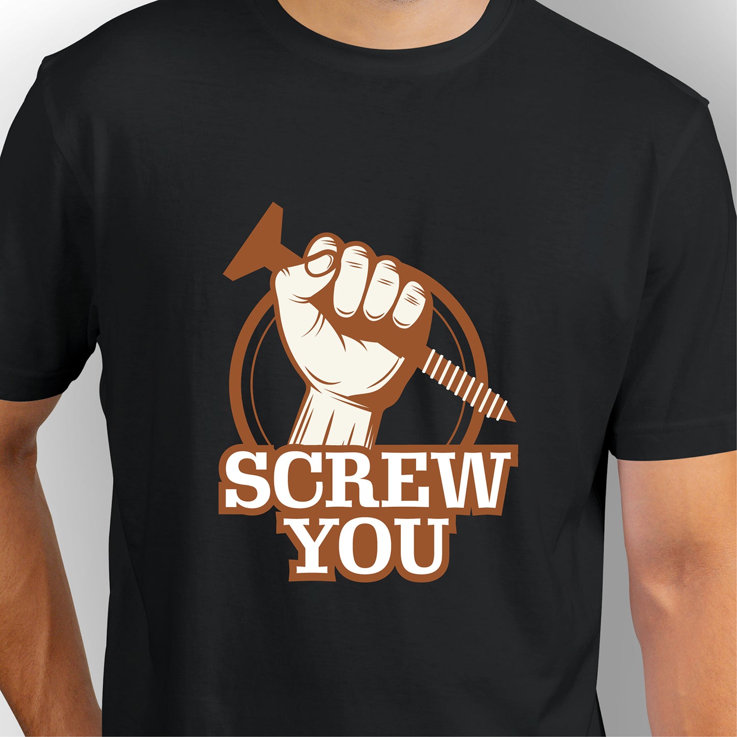 Screw You | CARBON-COPY | Premium Smart-Fit  | Unisex T-Shirt| Black T-Shirt 