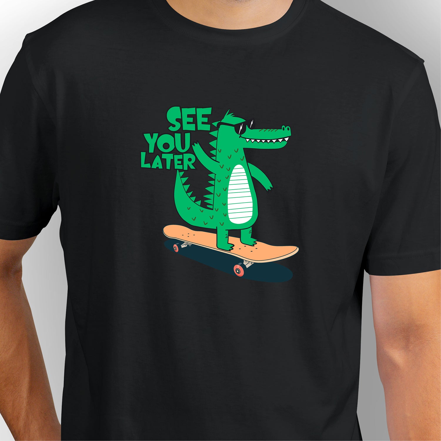 See You Later Alligator | CARBON-COPY | Premium Smart-Fit | Unisex T-Shirt | Black T-Shirt 