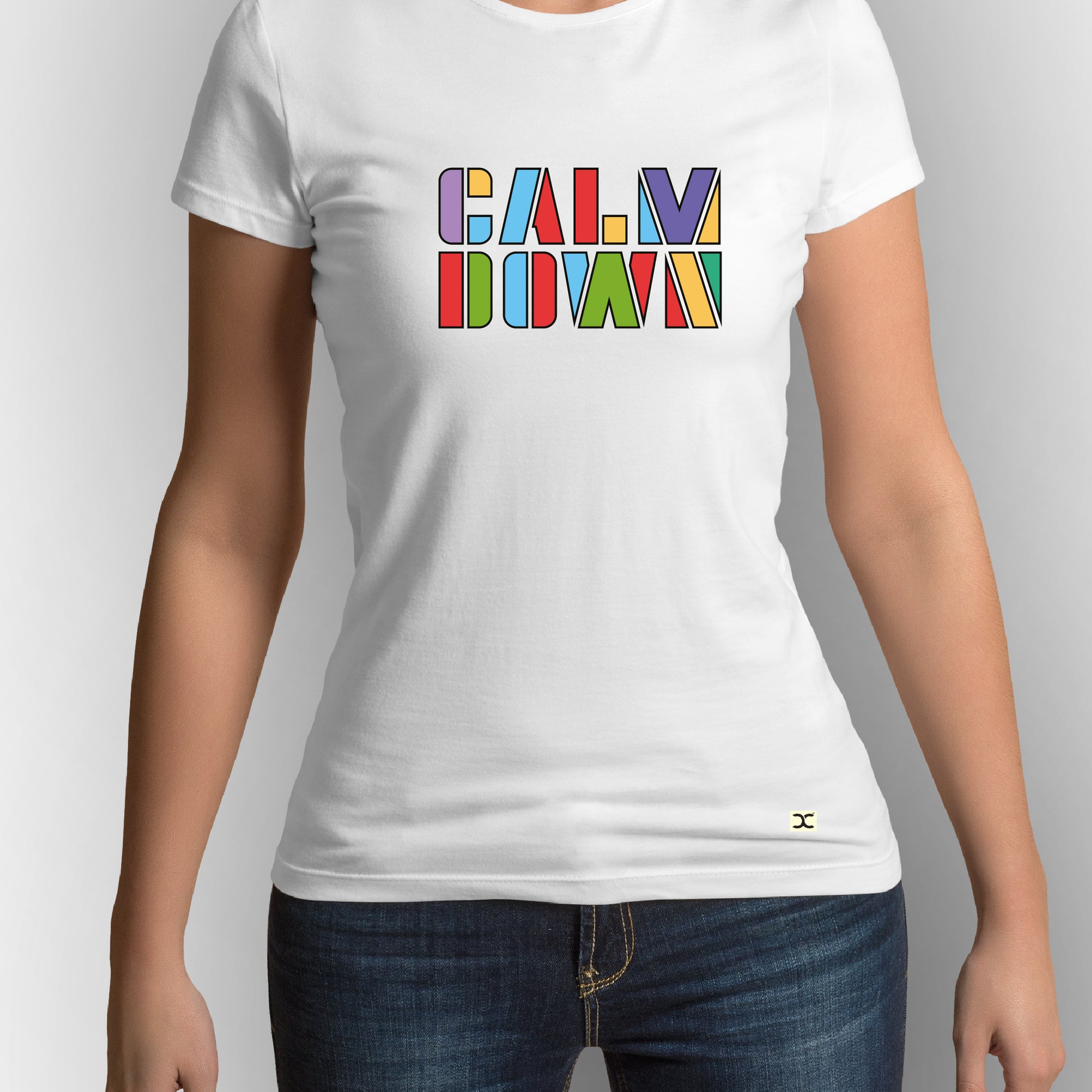 Calm Down | CARBON-COPY | Premium Smart-Fit | Unisex T-Shirt| White T-Shirt