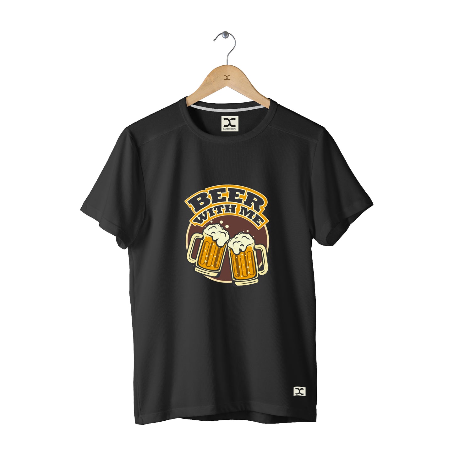 Beer With Me | CARBON-COPY | Premium Smart-Fit | Unisex T-Shirt| Black T-Shirt