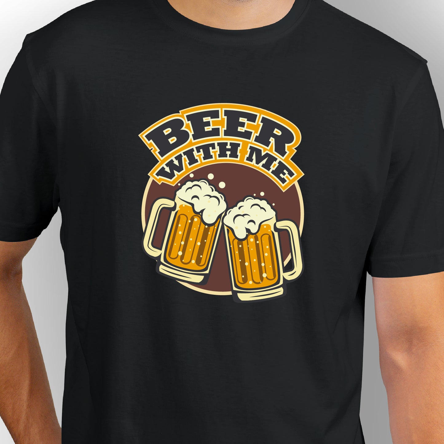 Beer With Me | CARBON-COPY | Premium Smart-Fit | Unisex T-Shirt| Black T-Shirt