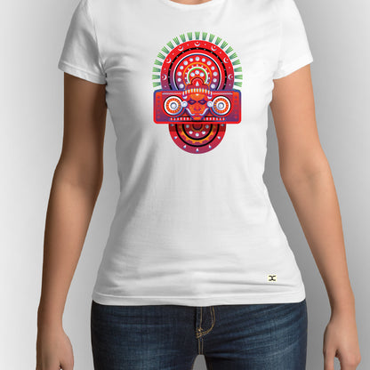 Muthappan Theyyam | CARBON-COPY | Premium Smart-Fit | Unisex T-Shirt| White T-Shirt